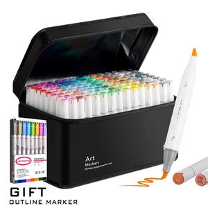 Dual Tip Art Marker Pen Set with Base, 1 Set  Permanent Marker Pen, Art Supplies for Painting, Drawing, Coloring, Sketching