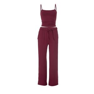 Two-piece Set for Women, Solid Color Camisole Top and Pants, Casual Basic Sleeveless Top and Pants Suitable for Daily Wear, Women's Summer Clothing Loungewear Pajama Nightwear Womenswear