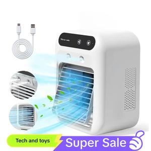 Portable Air Cooler Fan, 3-in-1 Fan with 2 Mist Speeds, Strong Airflow Fan Personal Evaporative Cooler for Bedroom, Office & Camping, 1800mAh Battery & 500ML Tank, Portable Misting Fan, Adjustable Cooling Fan