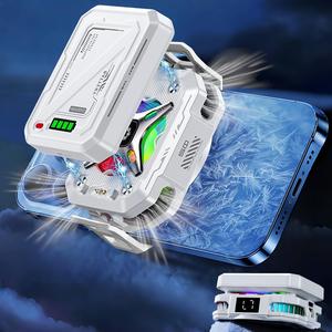 Magnetic Phone Cooler, 5000mAh Rechargeable Phone Cooler with RGB Light Effect, Ultra-quiet Game Heat Dissipation Tool for Gamers, E-sports Players, USB, Gaming Phone Cooler