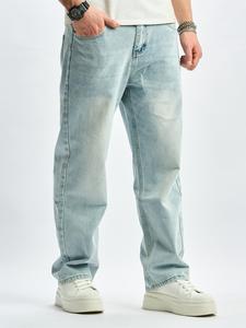Men's Straight Leg Jeans, Loose Casual Comfy Denim Pants for Daily Wear, Fashion Men's Bottoms for All Seasons