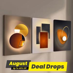 Wooden Framed Canvas Painting, 3 Counts Multi-Dimensional Effect Spray Painting Poster, Wall Art Decoration for Home Living Room Bedroom Office