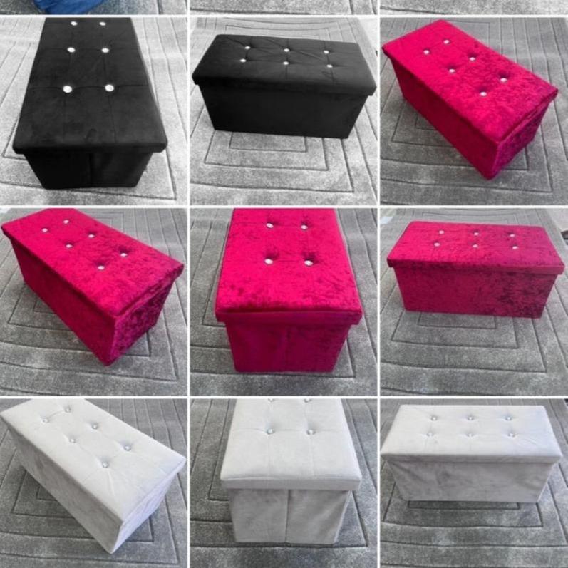 Multicolor Ottoman Storage Box – Foldable Fabric Footstool Bench | Toy Organizer, Seat & Hidden Storage Chest for Living Room, Bedroom, Nursery – Stylish, Durable, Space Saving Furniture
