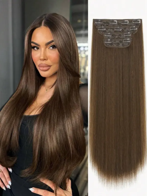 Clip In Hair Extensions 16 Clips 22 Inch 7pcs Set  Long Straight Hair Extension For Women Synthetic Hair Extensions Hairpieces 4
