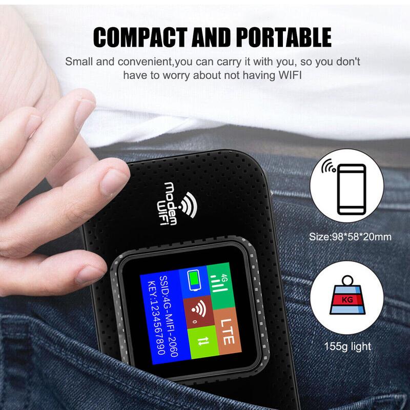 Unlocked 4G LTE LCD Portable Mobile Broadband Wireless WiFi Router MiFi Hotspot 3