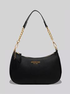 Women's Elegant Letters Print Shoulder Bag, Trendy Chain Decor Adjustable Crossbody Bag, Fashionable Shoulder Bag for Daily Use