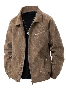 Men's Regular Fit Graphic Print Zip Up Jacket, Casual Comfy Long Sleeve Baseball Collar Outerwear for Daily Wear, Men's Clothing for All Seasons, Longsleeves Coats