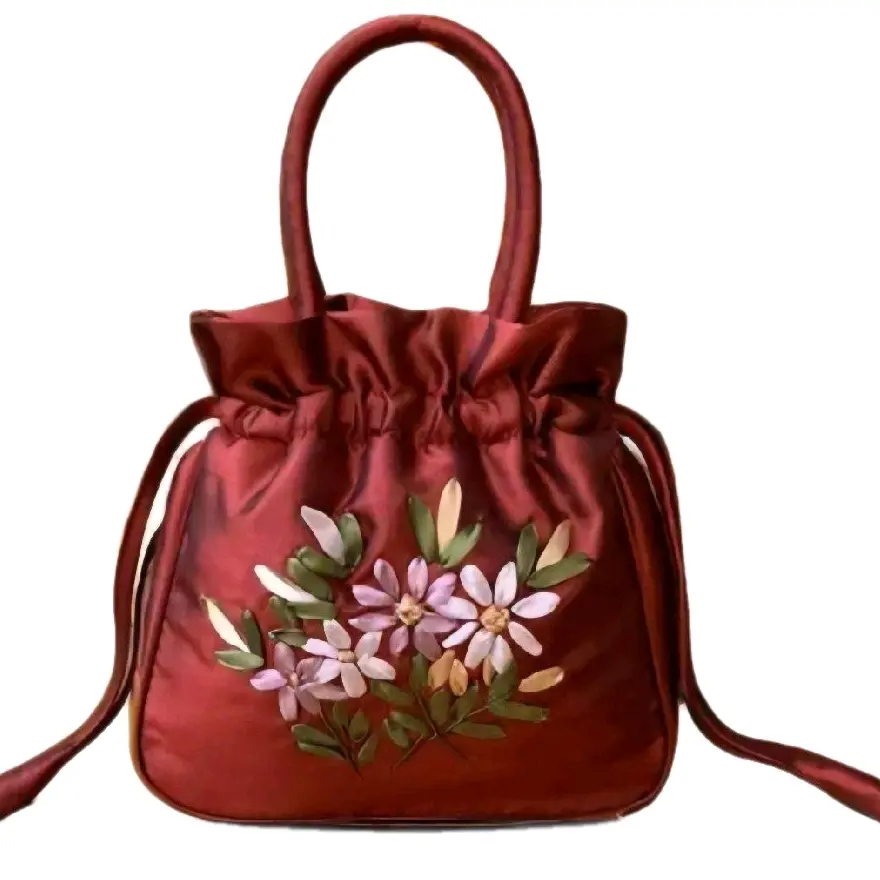 Handmade Embroidered Potli Bag for Women and Girls - Light-weighted Cloth Bag with Decorative Ribbons-Traditional cloth  potli Bag-Hand Bags for women