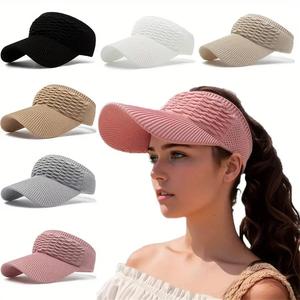 Solid Color Wide Brim Sun Protection Hat, 1 Count Breathable Women's Empty Top Sunshade Hat for Outdoor Sports, Sports & Outdoor Hats