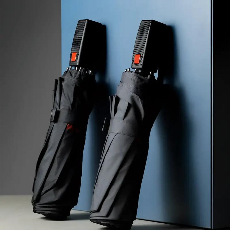 Luxury Windproof Umbrella - Automatic Strong Anti-UV Black Brolly by Hidewise London 4