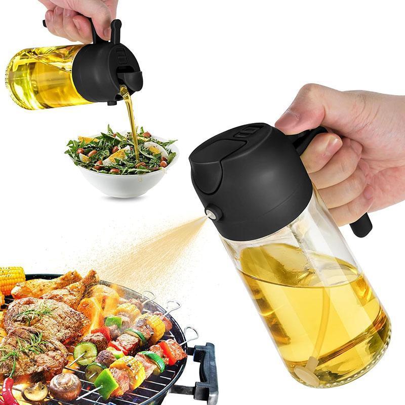 Multifunctional 2 in 1 Glass Oil Dispenser, 1 Count Oil Sprayer Bottle with Handle, Oil Dispenser for Cooking, Baking, Frying, Kitchen Utensils & Gadgets, Kitchen Gadgets 2024 0