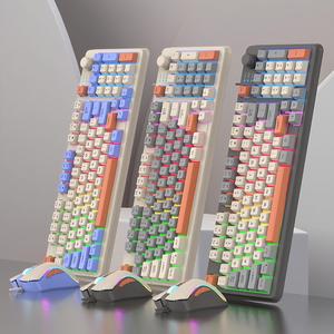 Wired Gaming Keyboard & Mouse Set, 1 Count 94 Key Cool Color Mixing Keyboard & 1 Count Mouse, Gaming Accessories for PC, Laptop, Office, Home