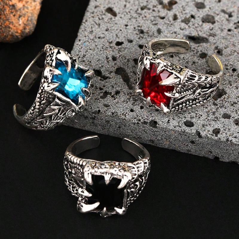 Vintage Dragon Claw Ring, Unique Fashion Magnifying Stone Ring Adjustable As Men's Gift, Daily Wear, Party 0