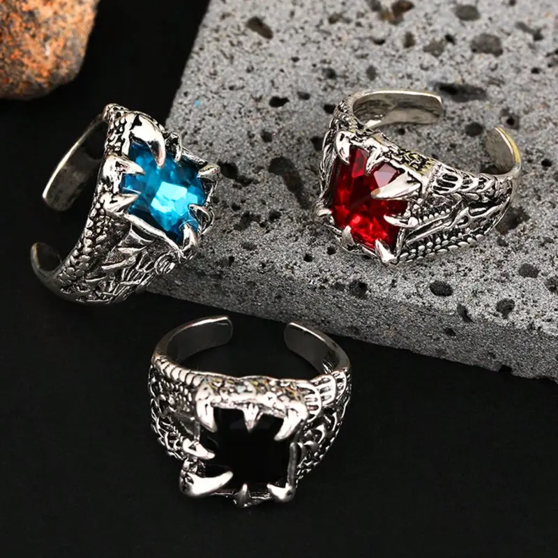 Vintage Dragon Claw Ring, Unique Fashion Magnifying Stone Ring Adjustable As Men's Gift, Daily Wear, Party 0