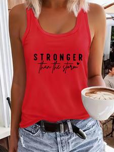 Women's Letter & Heart Print Sports Tank Top, Casual Sleeveless Round Neck Top for Daily Wear, Ladies Sportswear for All Seasons, Clothes, Tank Vest