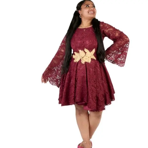 Elegant short  lace dress .  Women's Casua/ party  lace  summer wear. Long Sleeve Womenswear Formal