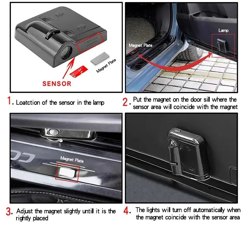 2/4Pcs Car Logo Projector Induction Lamp Side Door Welcome Light for Nissan X-trail Micra Juke Teana Qashqai Nismo Sylphy Leaf 6