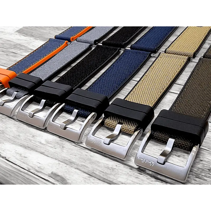 Hybrid Sailcloth Fabric & FKM Rubber Watch Strap 20mm 22mm 24mm Khaki Sand Beige 2