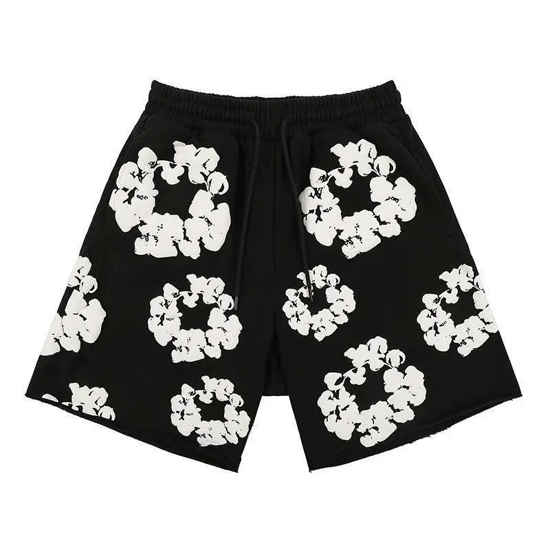 New Men's Women's Same Foam Printing Casual LooseCotton Short-sleeved T-shirt with Shorts Set Clothes Menswear 2