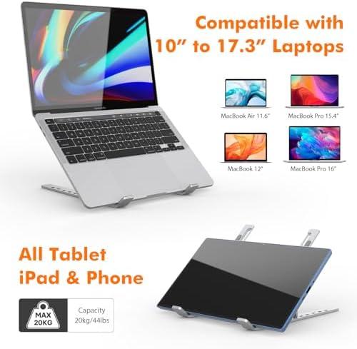 Adjustable Laptop Riser for Desk, Portable Laptop Stand with 6 Angle Adjustment 3