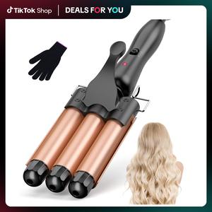BESTOPE RAY Hair Curler 25mm, 3 Barrel Hair Waver with 30s Quick Heating, Curling Iron with 2 Temperature Control, Heat-Resistant Glove for Long Medium Short Hair  comfort  rose gold