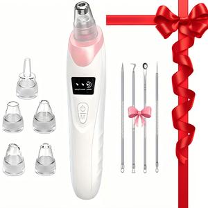 Electric Facial Pore Cleansing Skincare Set, 3 Suction Levels, 5 Probes, 4 Manual Tools, USB Rechargeable, Silicone Brush