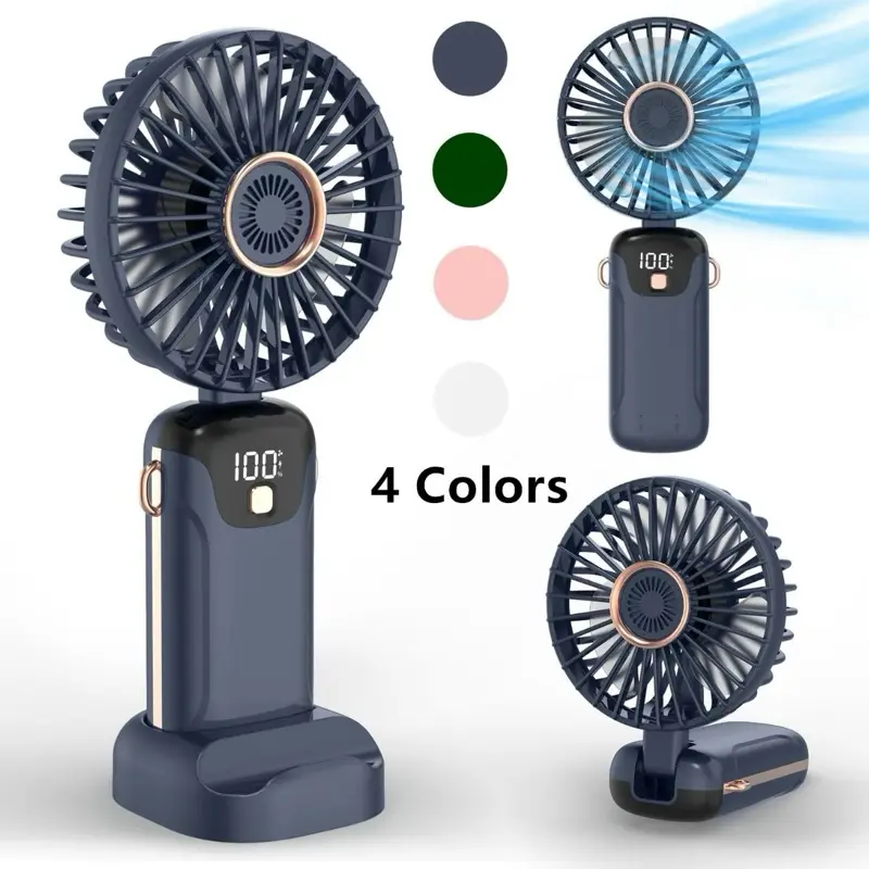 Portable Fan, USB Rechargeable Fan Portable Handheld Fans, Personal Cooling Fan with Digital Display, 90° Ajustable Handheld Mini Fan for Outdoor Sports, Fans Portable Gifts 0
