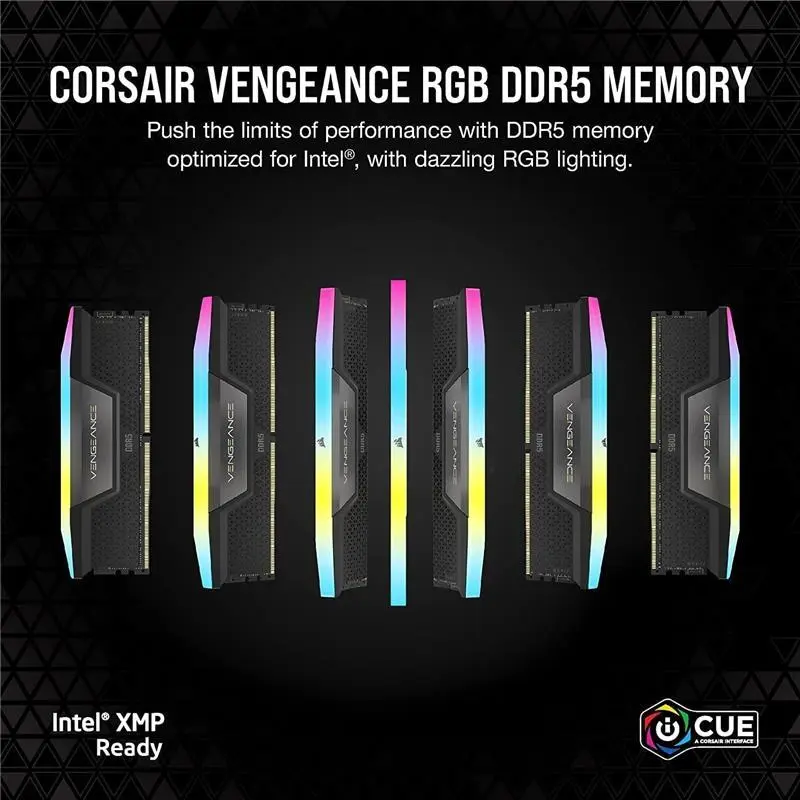 VENGEANCE RGB DDR5 RAM 32GB (2x16GB) 6000MHz CL36 Intel XMP iCUE Compatible Computer Memory - Black (CMH32GX5M2E6000C36) 6