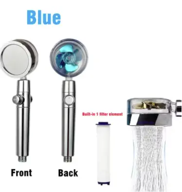 BEST 360 Degrees Rotation Turbo Fan Shower Head High Pressure Water Saving Spray Adjustable Showerhead Filters Bathroom Accessories 2