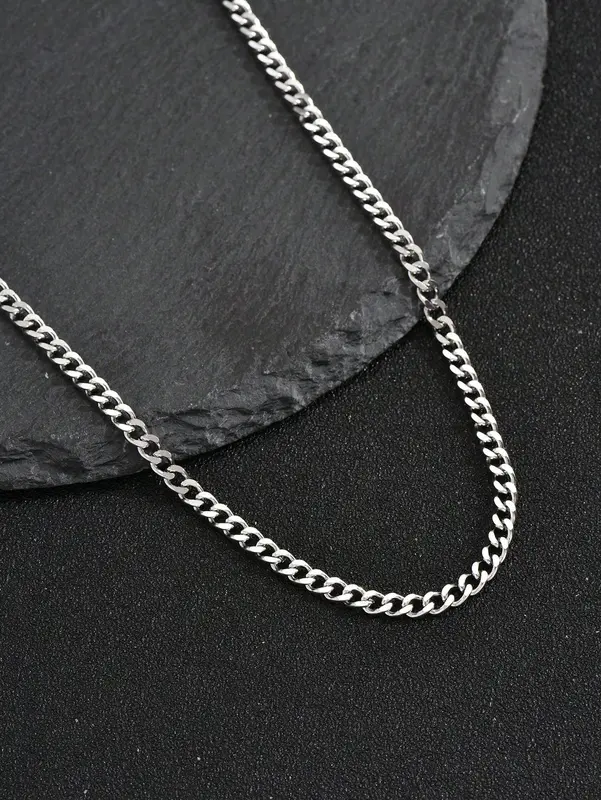 Silver Boys Cuban Chain Necklace 4.5mm Chain Teen Necklace 4