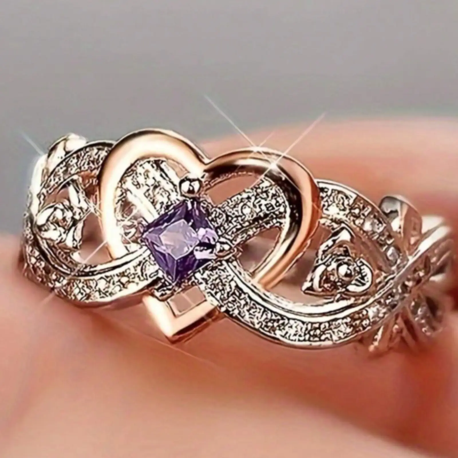 bicolor heart shaped engagement ring for women valentines day