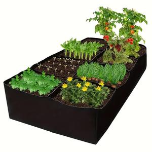 Rectangular Garden Grow Bag with 8 Grids, 1 Count 128 Gallon Planter for Growing Vegetables, Potatoes, and Flowers, Breathable Planting Container for Outdoor and Indoor Gardening, Outdoor Planters
