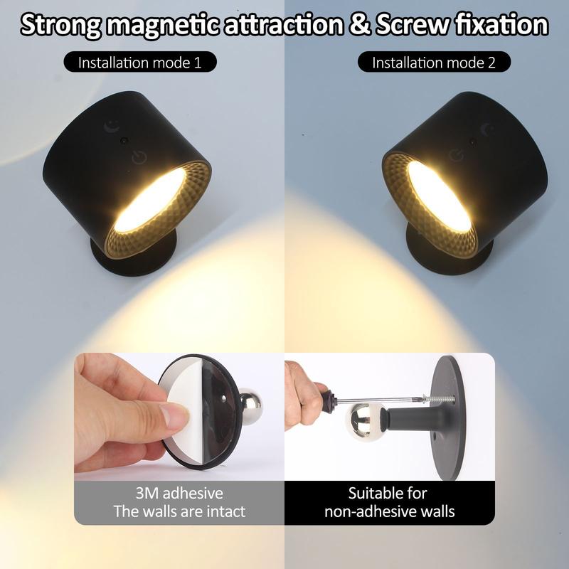Product Introduction of USB Rechargeable Smart LED Wall Light, 1/2 Counts RGBNlight Light with Remote Control, 360° RotatableSpotlight for Bedroom, Bedslde, Display Wall, Cabinet,Hallway, Game Room 6