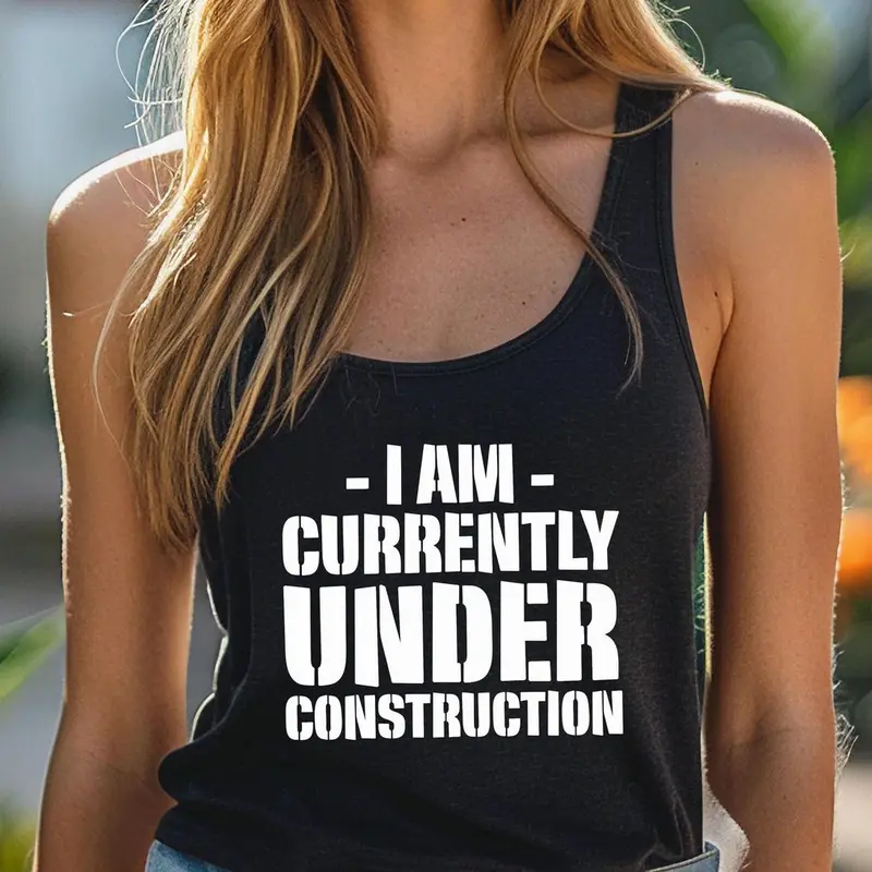 I am Currently Under Construction Workout Tank Top, Fitness Tank, Gym Shirt, Exercise Tank Top, Trendy Workout Tank Top, Fitness Unisex Tank 0