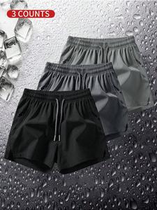 Men's Solid Color Zipper Pocket Mesh Gym Shorts, Breathable Comfortable Boxer Briefs for Daily Wear, Casual Men's Shorts for Summer