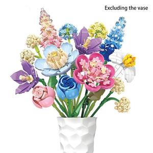 865pcs bouquet building blocks (no vase included) - diy creative assembly toy, small bricks eternal flowers. ideal for christmas, halloween, birthday, valentine's day, thanksgiving gifts, and children aged 6+. home decoration (vase not included).