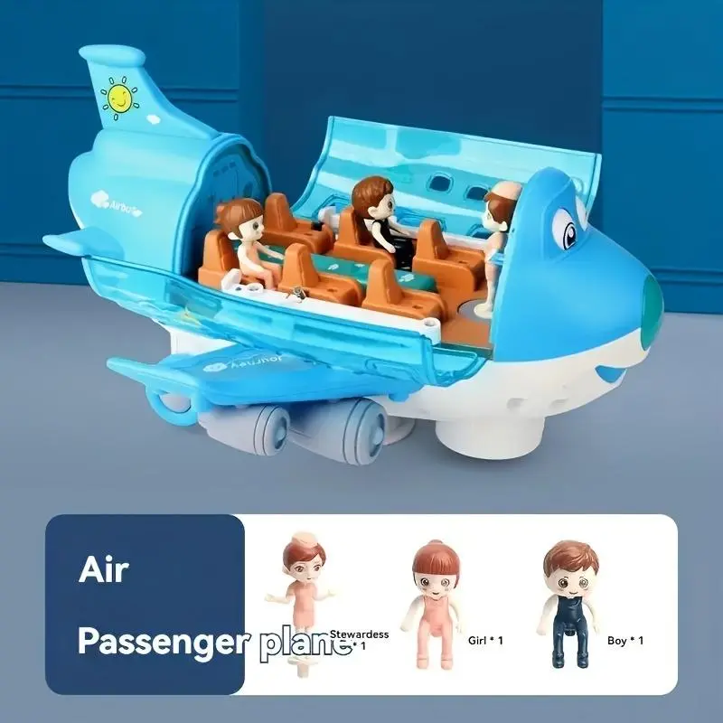 Automatic Walking Airplane Toy 360° Rotation, Lights and Music - Automatic Opening, Obstacle Avoidance, Pink/Blue, All-round Movement, Automatic Switching, Accessories Random Color, Battery Not Included 5