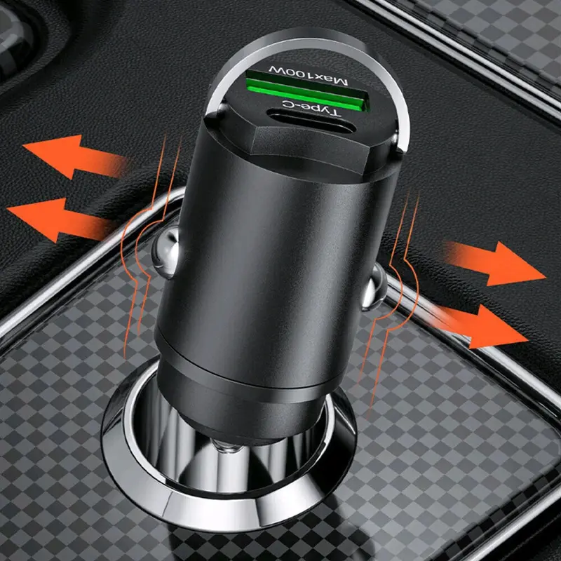 100W USB Car Phone Charger Type C QC3.0 Car Interior Fast Charging Accessories 3