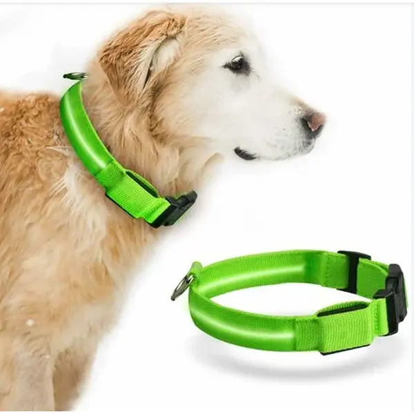 USB Rechargeable LED Dog Collar – Adjustable Luminous Night Safety Collar for Pets
