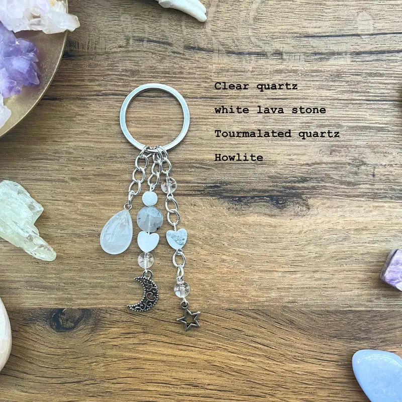 Small Crystal Teardrop Handmade Keyrings - 5 Options to Choose From - Rose Quartz - Clear Quartz - Amethyst - Carnelian - Tigers Eye 6