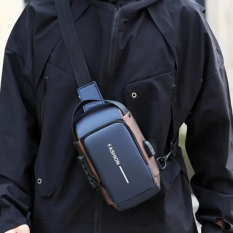 HGS    Men's Stylish Sling Bag – Durable Oxford Fabric Crossbody Chest Pack with Phone Pocket and Zip Closure 6