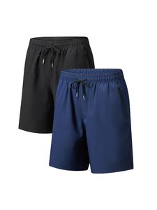 Men's Letter Print Zipper Pocket Drawstring Waist Shorts, Regular Fit Casual Breathable Comfortable Shorts for Summer, Men's Bottoms for Daily Wear