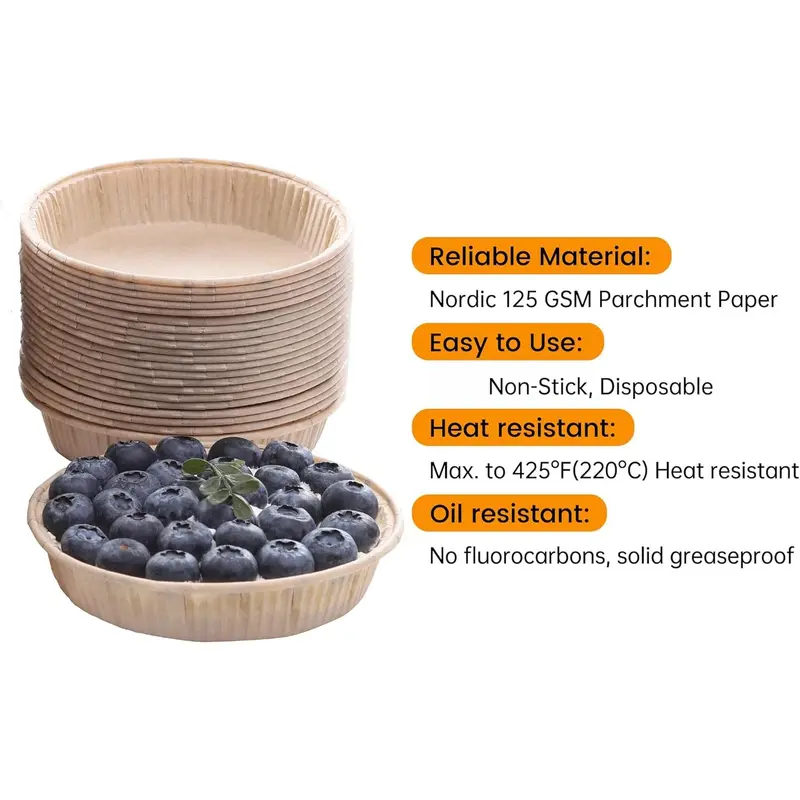 50packs Paper Mini Tart Tins for Baking, 4Inch Mini Pie tins, Mini Tart Cases, Pie, Tart & Quiche Pans, Non-Stick, Disposable Quiche Dish,Oven Safe, Microwave Safe Bakeware Silicone 2