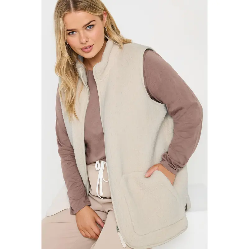 YOURS Curve Cream Teddy Borg Gilet 3