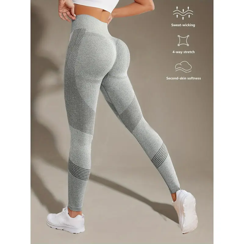 High Stretch Comfortable Quick Drying Sports Leggings, High Waist Seamless Yoga Pants, Women's Activewear 5