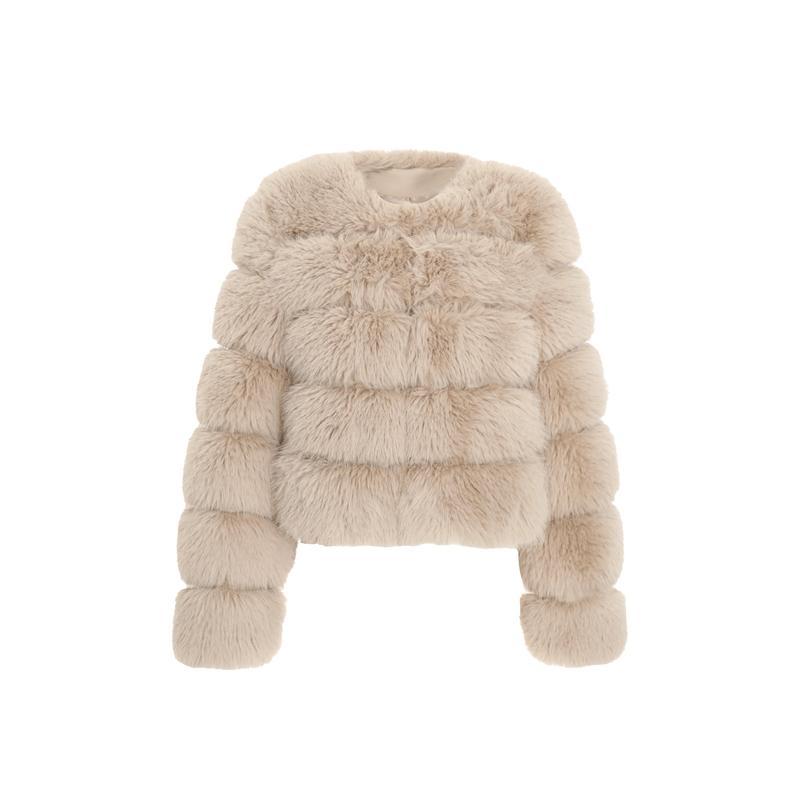 Quiz Clothing Stone Faux Fur Jacket 3