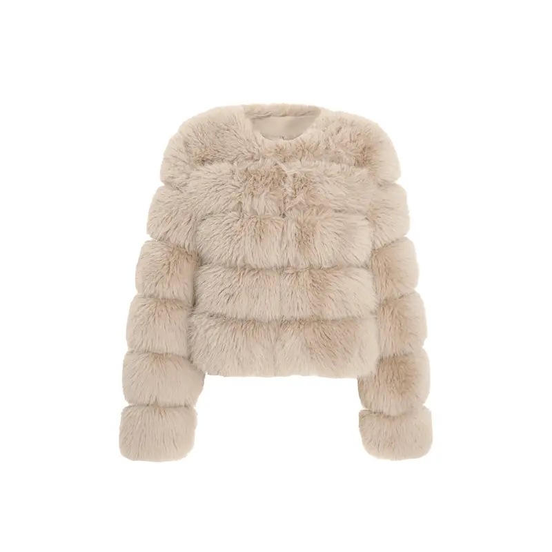 Quiz Clothing Stone Faux Fur Jacket 3