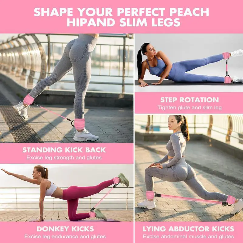 Ankle Resistance Bands, Ankle Bands for Working Out with Cuffs, Resistance Bands for Leg Butt Training Workout Equipment for Kickbacks Hip Gluteus Training Exercises, Ankle Strap with Exercise Bands resistant bands Fitness ankle resistance 4