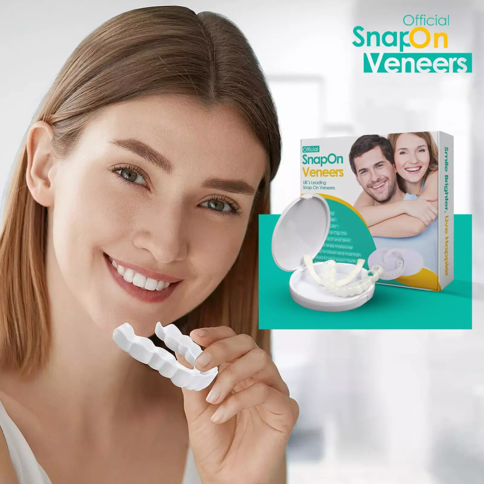Snap On False Teeth Upper + Lower Dental Instant Veneers Dentures Tooth Cover