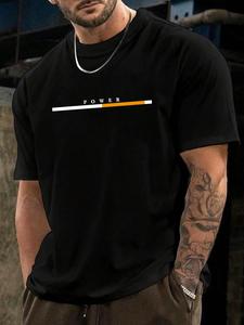 Men's Letter Print Round Neck Tee, Loose Casual Fashion Short Sleeve T-shirt for Summer, Men's Top for Daily Wear